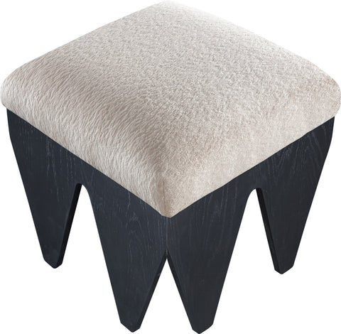 Veda Beige Velour Fur Fabric Upholstered Bench, 1 Piece