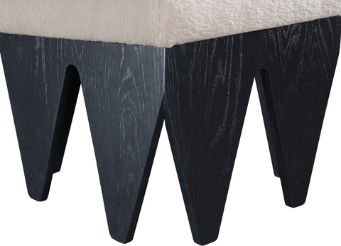 Veda Beige Velour Fur Fabric Upholstered Bench, 1 Piece