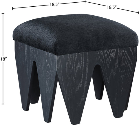 Veda Black Velour Fur Fabric Upholstered Bench, 1 Piece (Style 2)