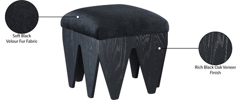 Veda Black Velour Fur Fabric Upholstered Bench, 1 Piece (Style 2)