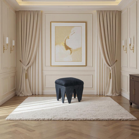 Veda Black Velour Fur Fabric Upholstered Bench, 1 Piece (Style 2)