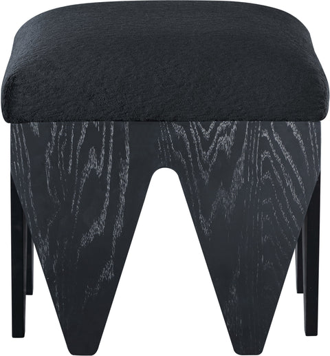 Veda Black Velour Fur Fabric Upholstered Bench, 1 Piece (Style 2)