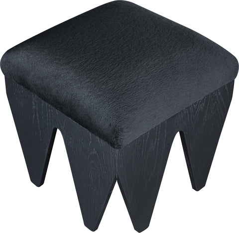 Veda Black Velour Fur Fabric Upholstered Bench, 1 Piece (Style 2)