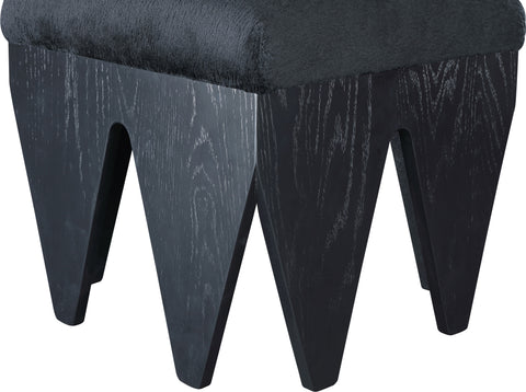 Veda Black Velour Fur Fabric Upholstered Bench, 1 Piece (Style 2)