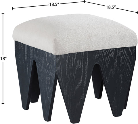Veda Cream Velour Fur Fabric Upholstered Bench, 1 Piece (Style 2)
