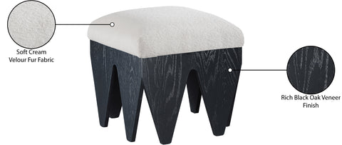 Veda Cream Velour Fur Fabric Upholstered Bench, 1 Piece (Style 2)