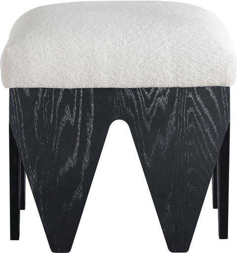 Veda Cream Velour Fur Fabric Upholstered Bench, 1 Piece (Style 2)