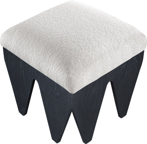 Veda Cream Velour Fur Fabric Upholstered Bench, 1 Piece (Style 2)
