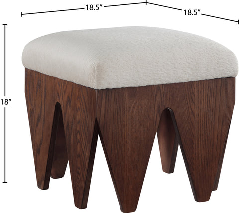 Veda Beige Velour Fur Fabric Upholstered Bench, 1 Piece (Style 2)