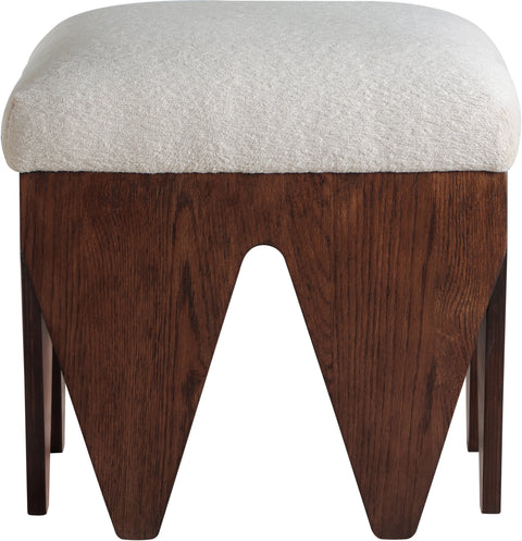 Veda Beige Velour Fur Fabric Upholstered Bench, 1 Piece (Style 2)