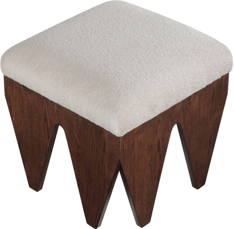 Veda Beige Velour Fur Fabric Upholstered Bench, 1 Piece (Style 2)
