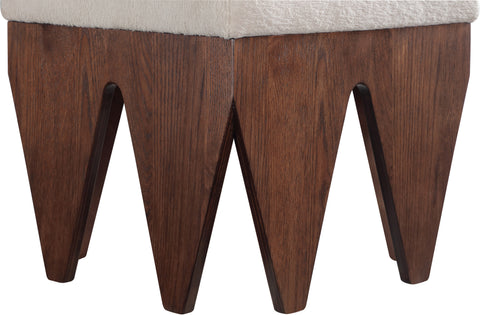 Veda Beige Velour Fur Fabric Upholstered Bench, 1 Piece (Style 2)