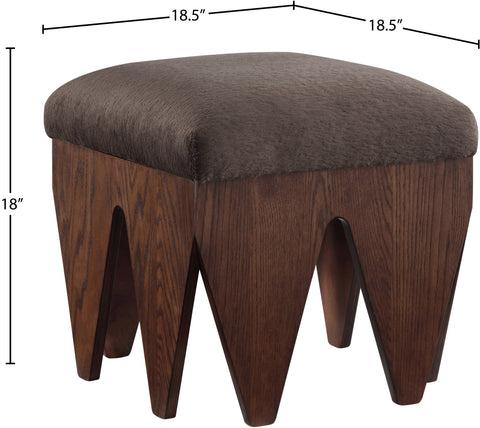 Veda Brown Velour Fur Fabric Upholstered Bench, 1 Piece (Style 2)