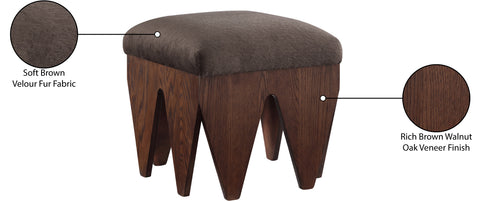 Veda Brown Velour Fur Fabric Upholstered Bench, 1 Piece (Style 2)