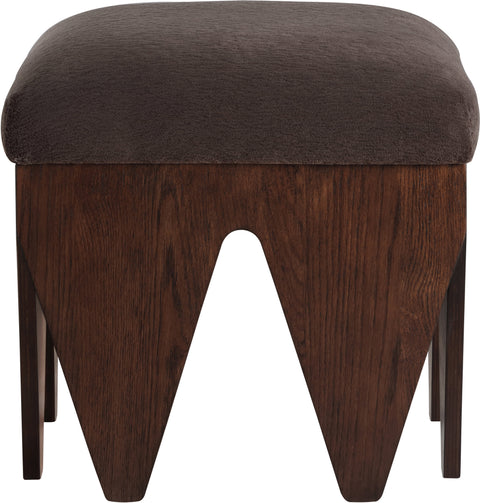Veda Brown Velour Fur Fabric Upholstered Bench, 1 Piece (Style 2)