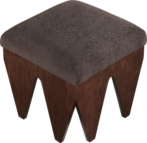 Veda Brown Velour Fur Fabric Upholstered Bench, 1 Piece (Style 2)