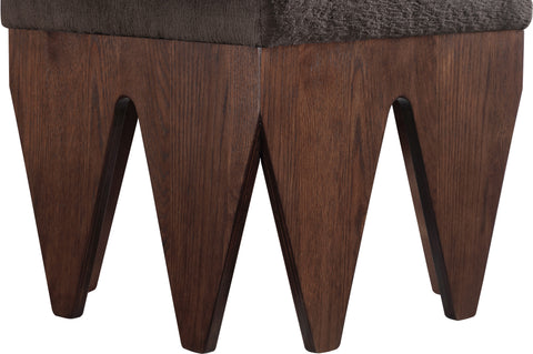 Veda Brown Velour Fur Fabric Upholstered Bench, 1 Piece (Style 2)