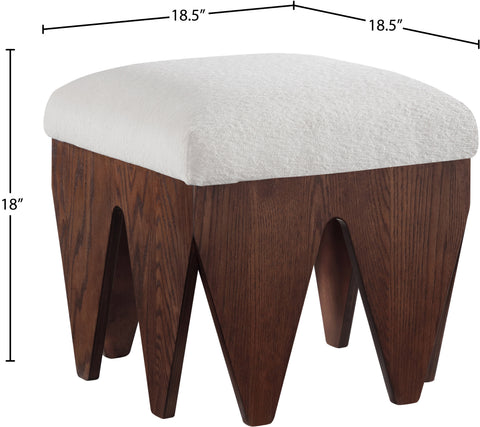 Veda Cream Velour Fur Fabric Upholstered Bench, 1 Piece (Style 3)