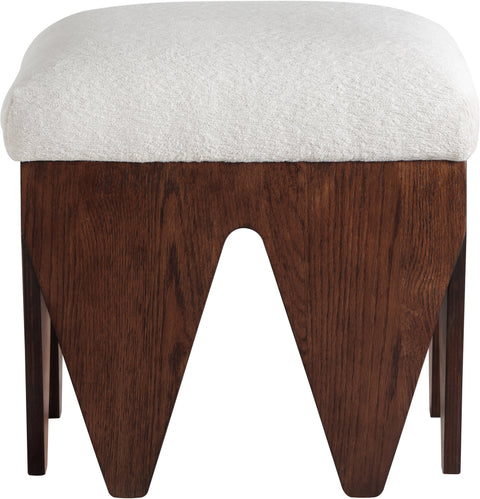 Veda Cream Velour Fur Fabric Upholstered Bench, 1 Piece (Style 3)