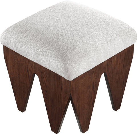 Veda Cream Velour Fur Fabric Upholstered Bench, 1 Piece (Style 3)