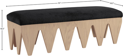 Veda Black Velour Fur Fabric Upholstered Bench, 1 Piece (Style 3)