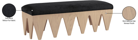 Veda Black Velour Fur Fabric Upholstered Bench, 1 Piece (Style 3)