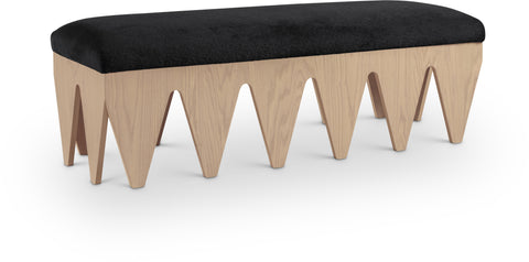 Veda Black Velour Fur Fabric Upholstered Bench, 1 Piece (Style 3)