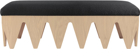 Veda Black Velour Fur Fabric Upholstered Bench, 1 Piece (Style 3)