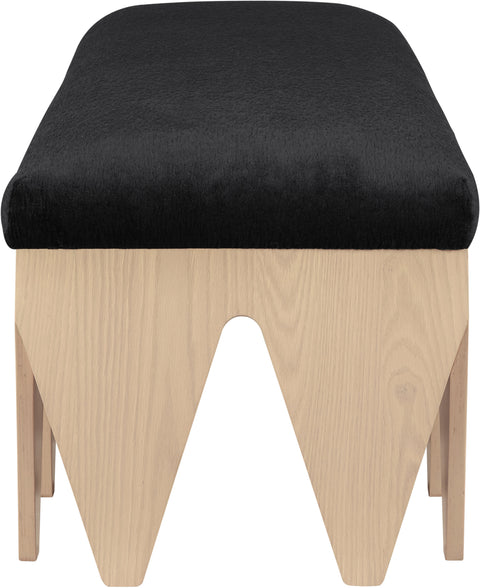 Veda Black Velour Fur Fabric Upholstered Bench, 1 Piece (Style 3)