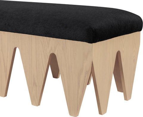 Veda Black Velour Fur Fabric Upholstered Bench, 1 Piece (Style 3)