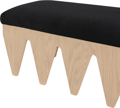 Veda Black Velour Fur Fabric Upholstered Bench, 1 Piece (Style 3)