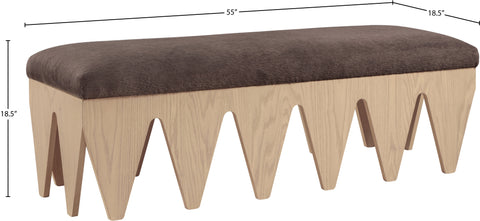 Veda Brown Velour Fur Fabric Upholstered Bench, 1 Piece (Style 3)