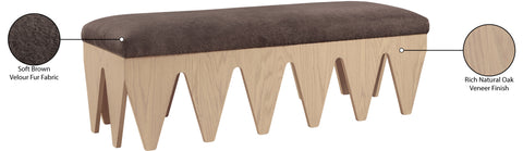 Veda Brown Velour Fur Fabric Upholstered Bench, 1 Piece (Style 3)