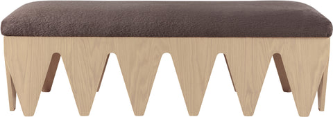 Veda Brown Velour Fur Fabric Upholstered Bench, 1 Piece (Style 3)