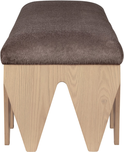 Veda Brown Velour Fur Fabric Upholstered Bench, 1 Piece (Style 3)