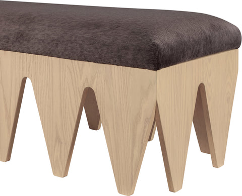 Veda Brown Velour Fur Fabric Upholstered Bench, 1 Piece (Style 3)