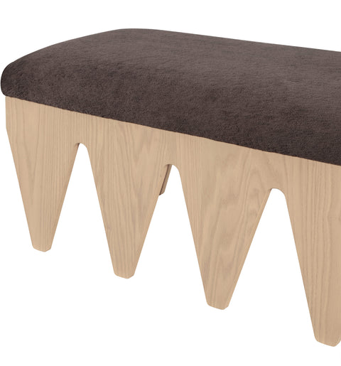 Veda Brown Velour Fur Fabric Upholstered Bench, 1 Piece (Style 3)