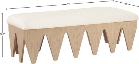 Veda Cream Velour Fur Fabric Upholstered Bench, 1 Piece (Style 4)