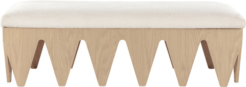 Veda Cream Velour Fur Fabric Upholstered Bench, 1 Piece (Style 4)