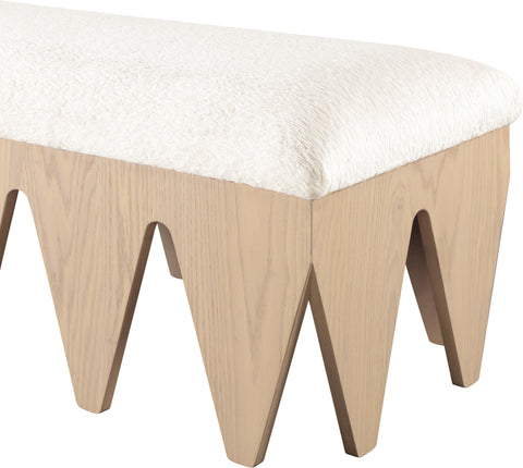 Veda Cream Velour Fur Fabric Upholstered Bench, 1 Piece (Style 4)