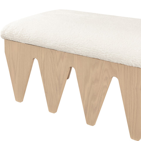 Veda Cream Velour Fur Fabric Upholstered Bench, 1 Piece (Style 4)