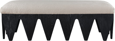 Veda Beige Velour Fur Fabric Upholstered Bench, 1 Piece (Style 3)