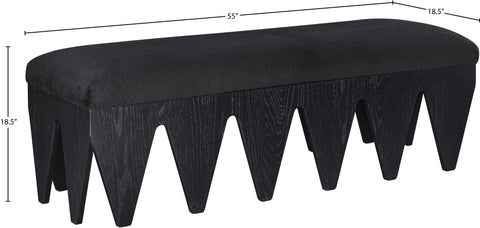 Veda Black Velour Fur Fabric Upholstered Bench, 1 Piece (Style 4)