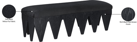 Veda Black Velour Fur Fabric Upholstered Bench, 1 Piece (Style 4)