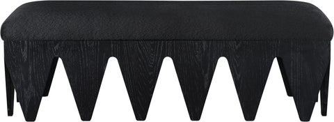 Veda Black Velour Fur Fabric Upholstered Bench, 1 Piece (Style 4)
