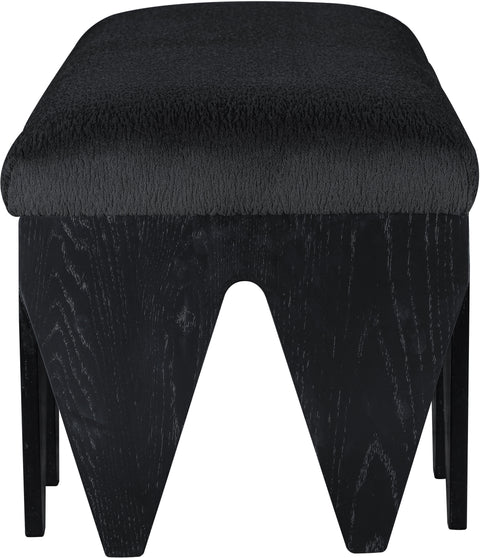 Veda Black Velour Fur Fabric Upholstered Bench, 1 Piece (Style 4)