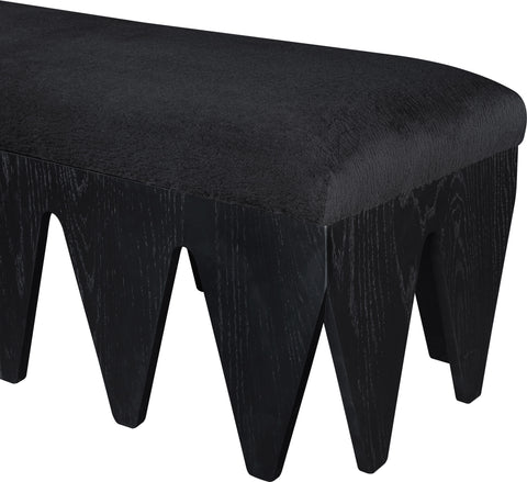 Veda Black Velour Fur Fabric Upholstered Bench, 1 Piece (Style 4)