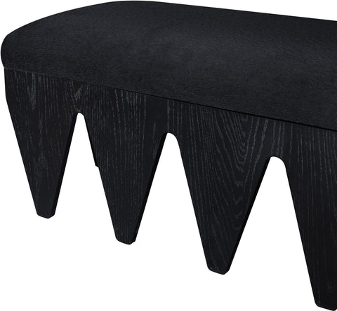 Veda Black Velour Fur Fabric Upholstered Bench, 1 Piece (Style 4)