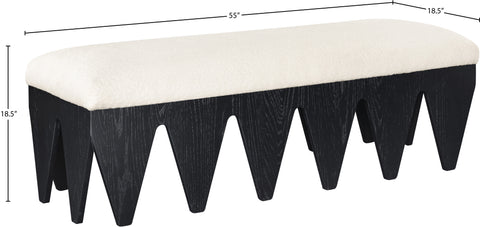 Veda Cream Velour Fur Fabric Upholstered Bench, 1 Piece (Style 5)