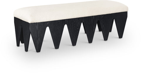 Veda Cream Velour Fur Fabric Upholstered Bench, 1 Piece (Style 5)